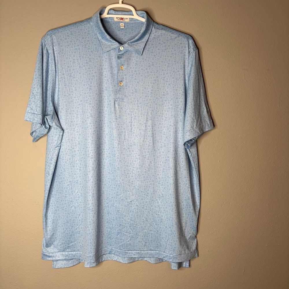 Peter Millar Summer Comfort Geometric Design Golf Polo Size XL